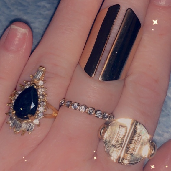Gorgeous Stackable Knuckle Ring Set Black Jewel & Bling Rings Gold boutique NEW - Picture 13 of 17
